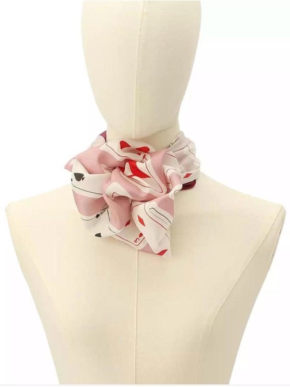 kate spade Pink and Burgundy Playing Cards Silk Square Scarf - Picture 8 of 9